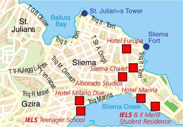 Схема расположения школы IELS Malta